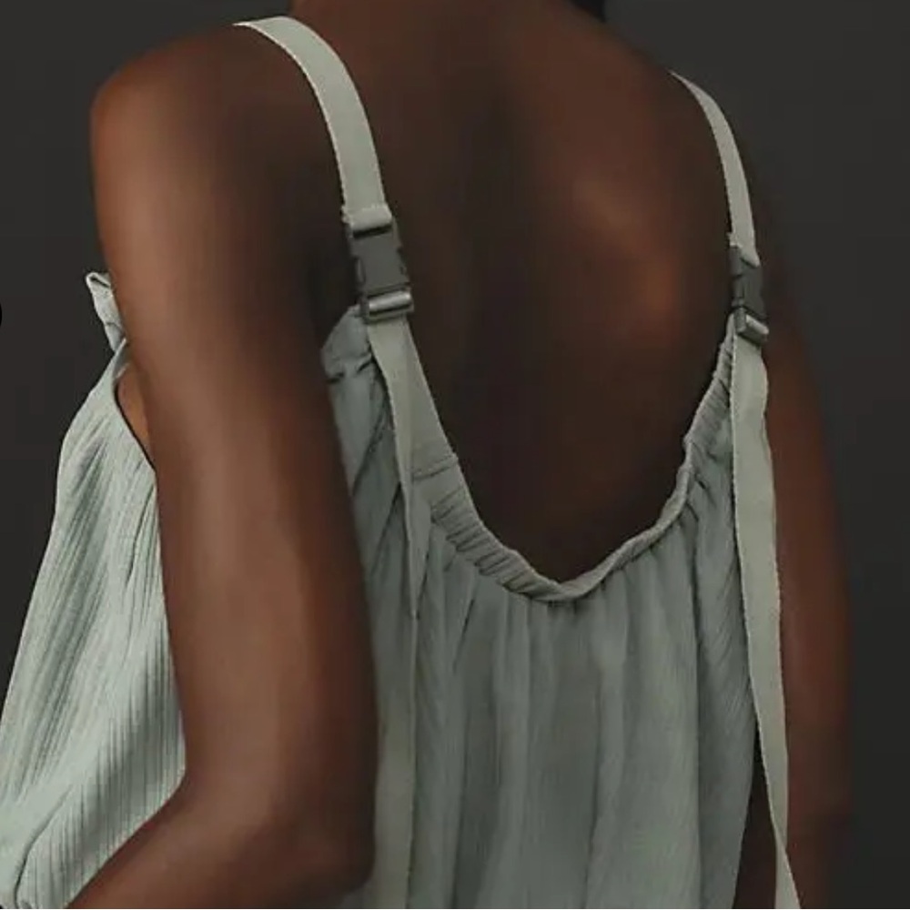 NWOT Anthropologie Sage Green Cropped Buckle Strap Tank